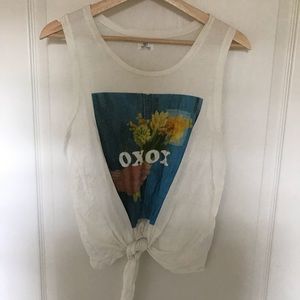 Zara graphic tank with tie detail